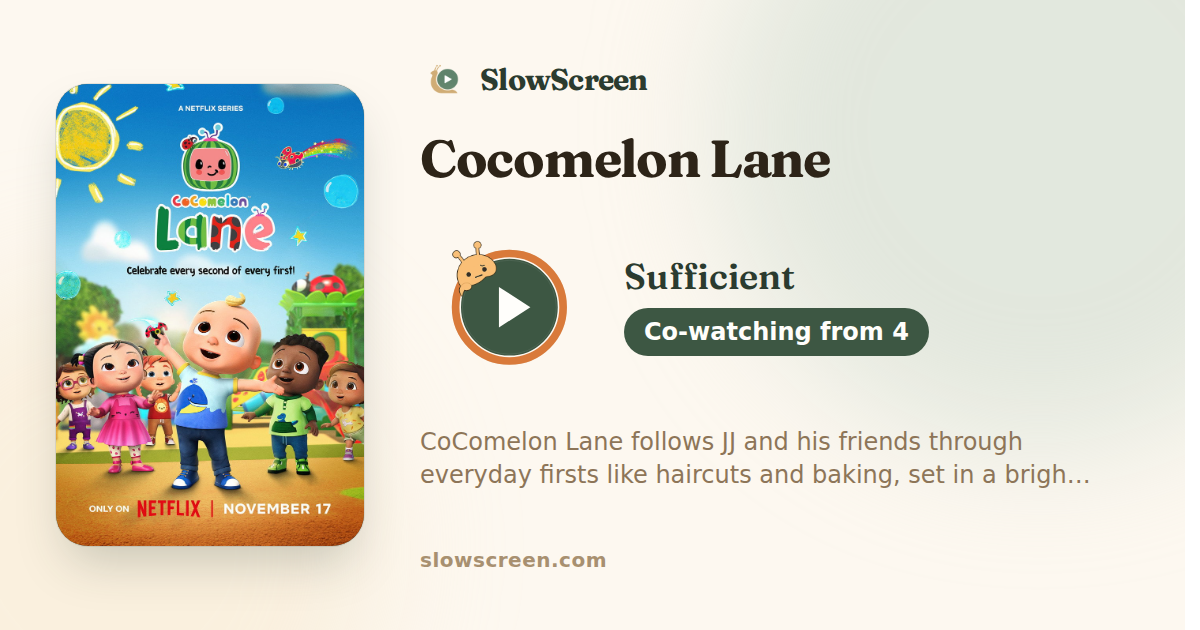 Cocomelon Lane | Sufficient, co-watching from age 4