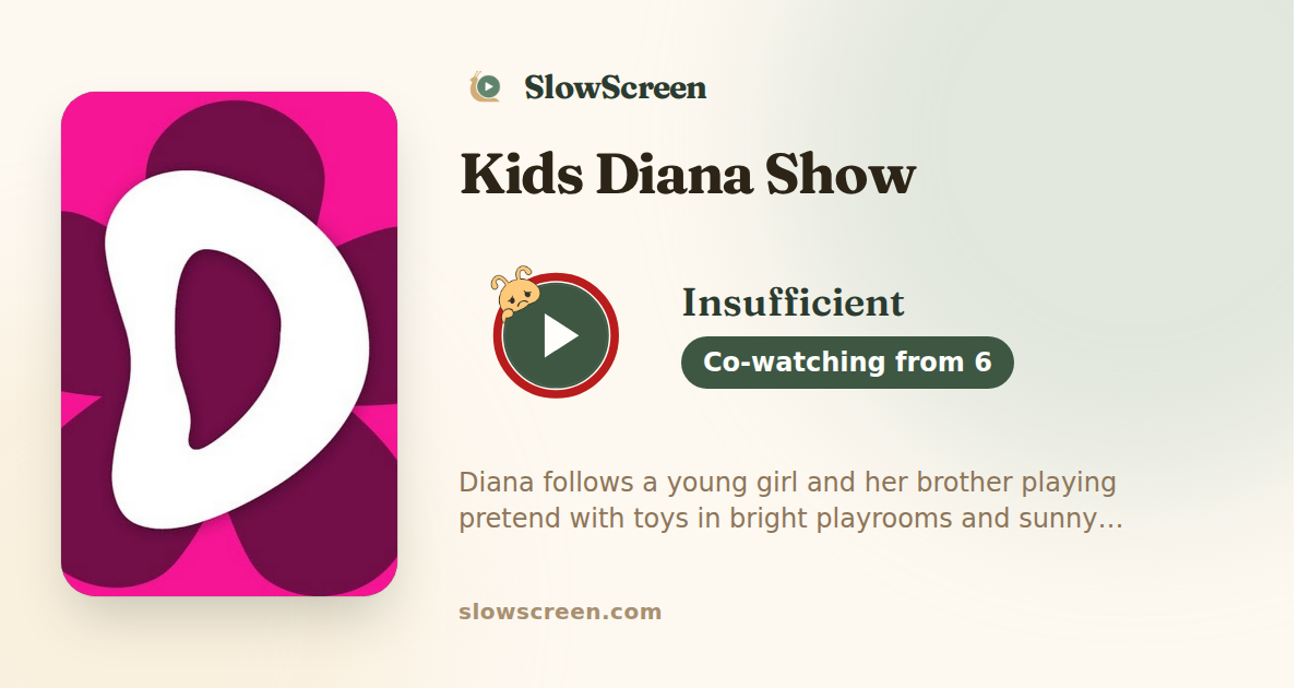 Kids Diana Show | Insufficient, co-watching from age 6