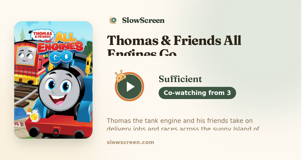 Thomas & Friends All Engines Go | Sufficient, co-watching from age 3