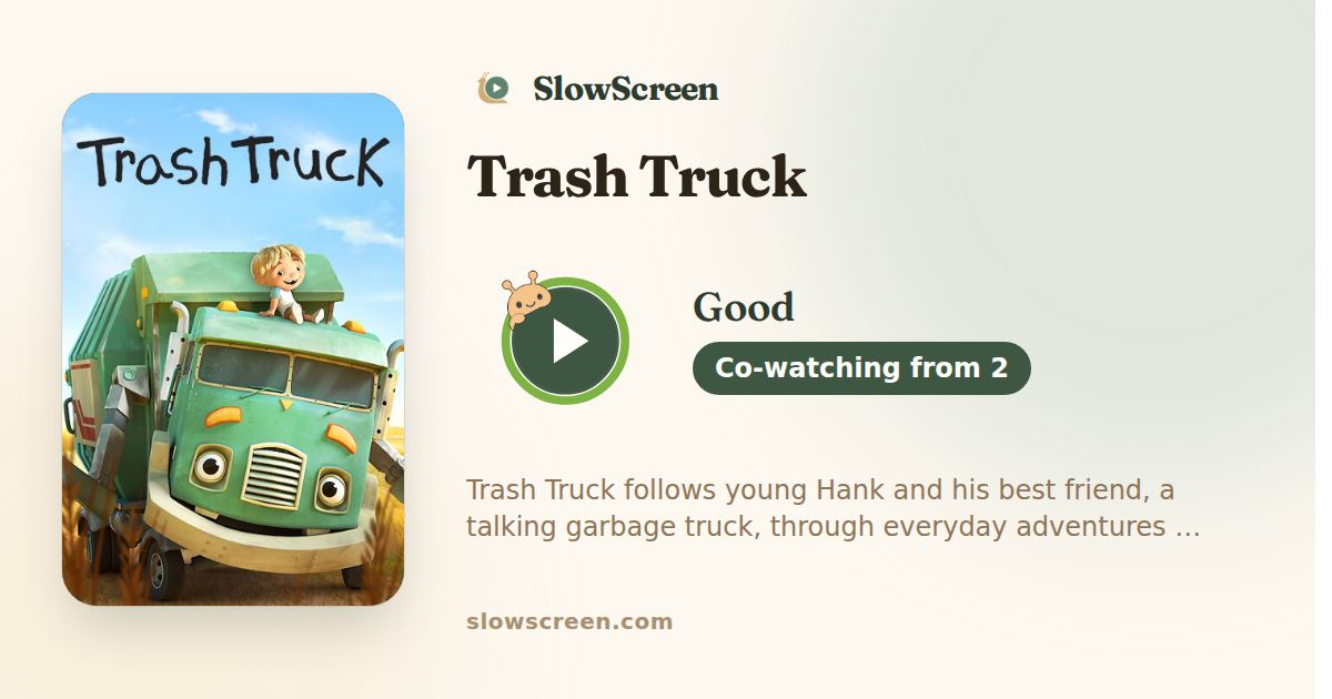 Trash Truck | Good, co-watching from age 2