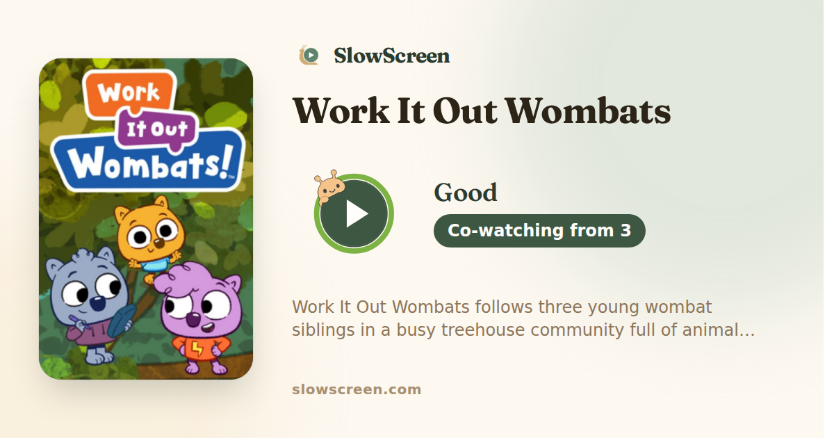 Work It Out Wombats | Good, co-watching from age 3