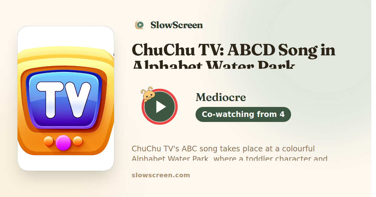 ChuChu TV: ABCD Song in Alphabet Water Park | Mediocre, co-watching from age 4