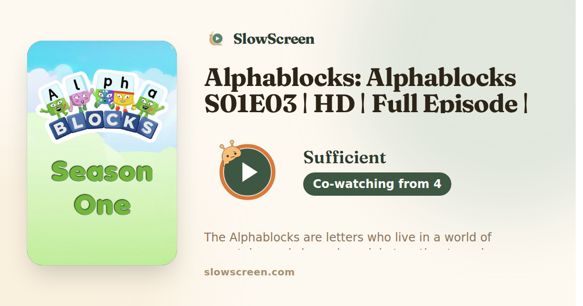 Alphablocks: Alphablocks S01E03 | HD | Full Episode | Series 1 Episode 3 | Sufficient, co-watching from age 4