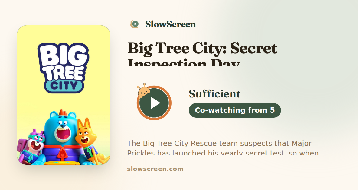 Big Tree City: Secret Inspection Day | Sufficient, co-watching from age 5