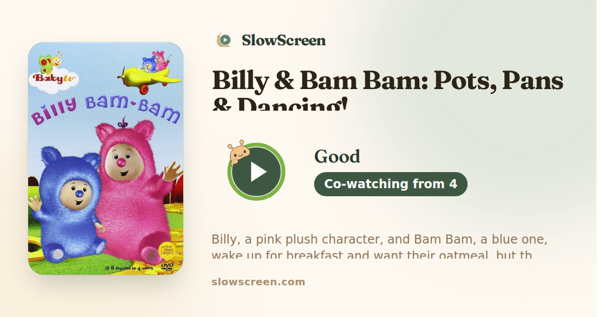 Billy & Bam Bam: Pots, Pans & Dancing! | Good, co-watching from age 4