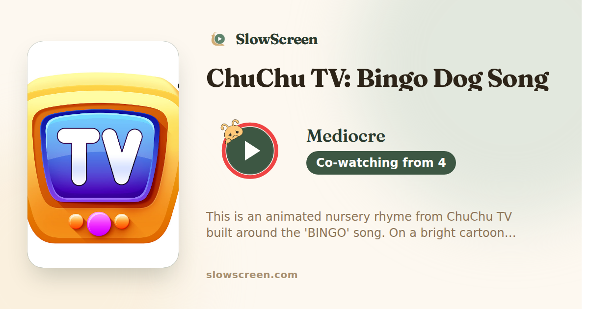 ChuChu TV: Bingo Dog Song | Mediocre, co-watching from age 4