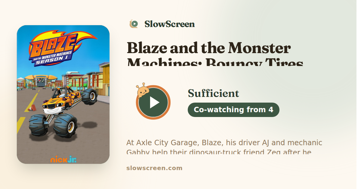 Blaze and the Monster Machines: Bouncy Tires | Sufficient, co-watching from age 4