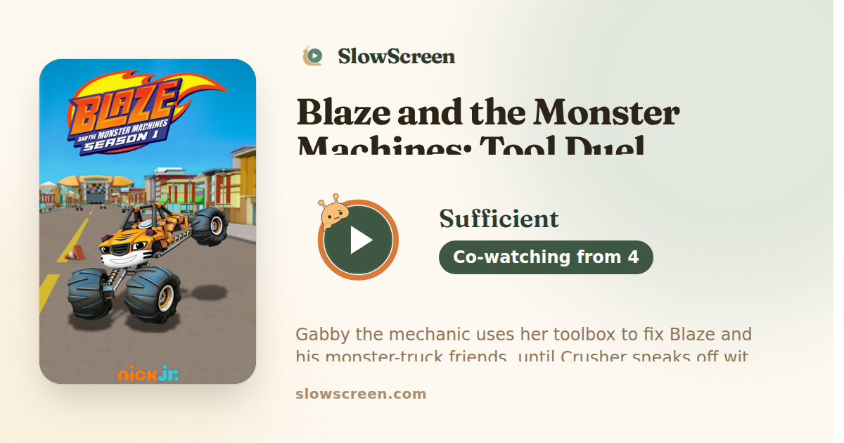 Blaze and the Monster Machines: Tool Duel | Sufficient, co-watching from age 4