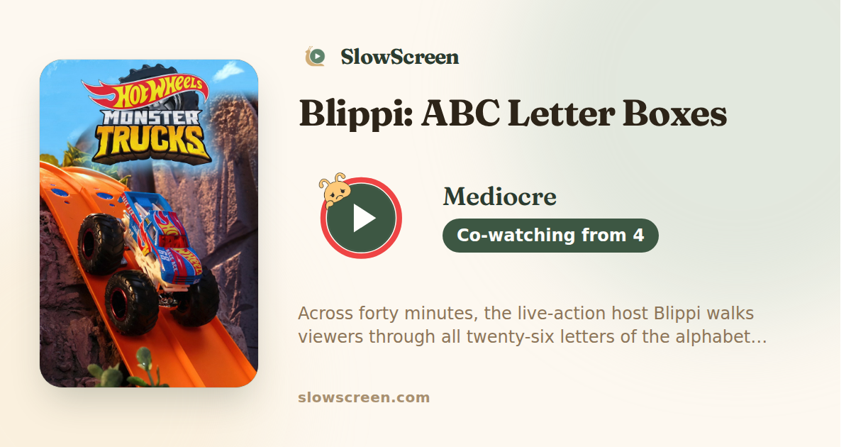 Blippi: ABC Letter Boxes | Mediocre, co-watching from age 4
