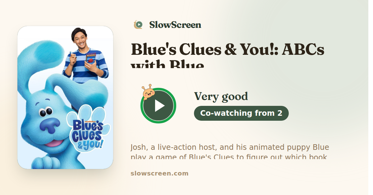 Blue's Clues & You!: ABCs with Blue | Very good, co-watching from age 2