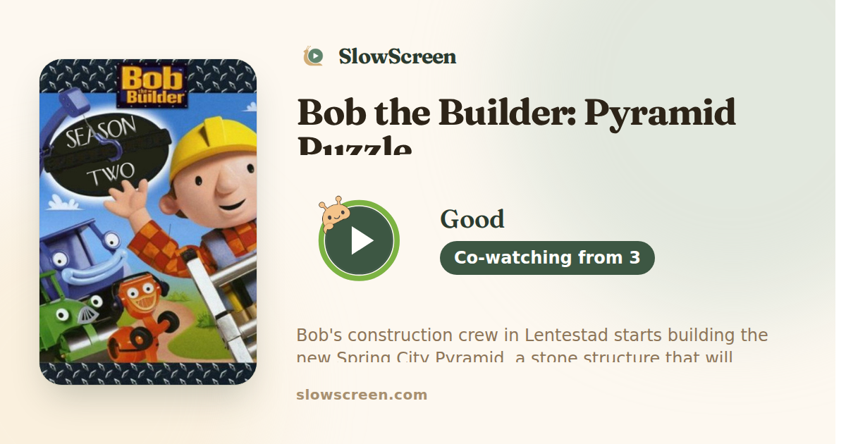 Bob the Builder: Pyramid Puzzle | Good, co-watching from age 3
