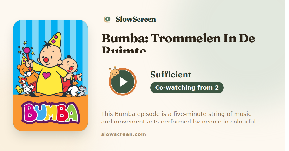 Bumba: Trommelen In De Ruimte | Sufficient, co-watching from age 2