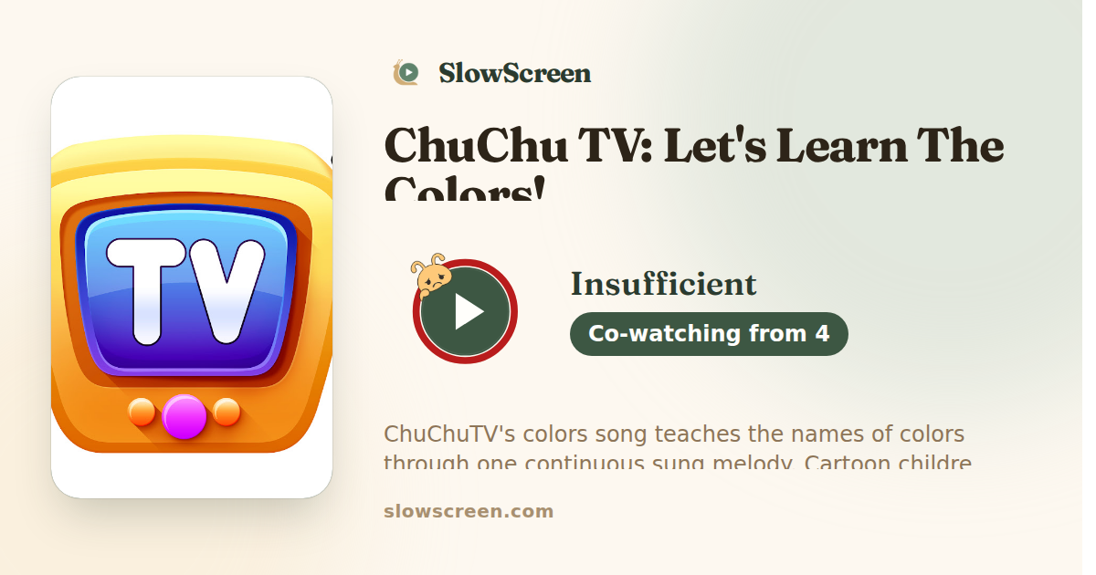 ChuChu TV: Let's Learn The Colors! | Insufficient, co-watching from age 4