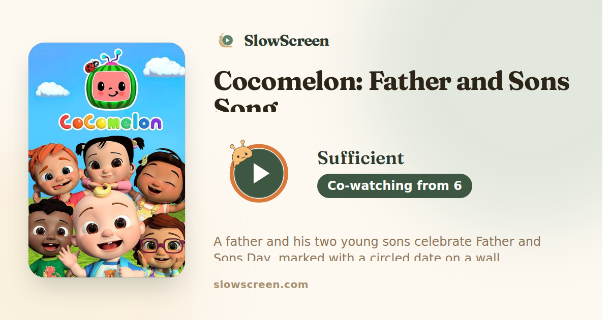 Cocomelon: Father and Sons Song | Sufficient, co-watching from age 6