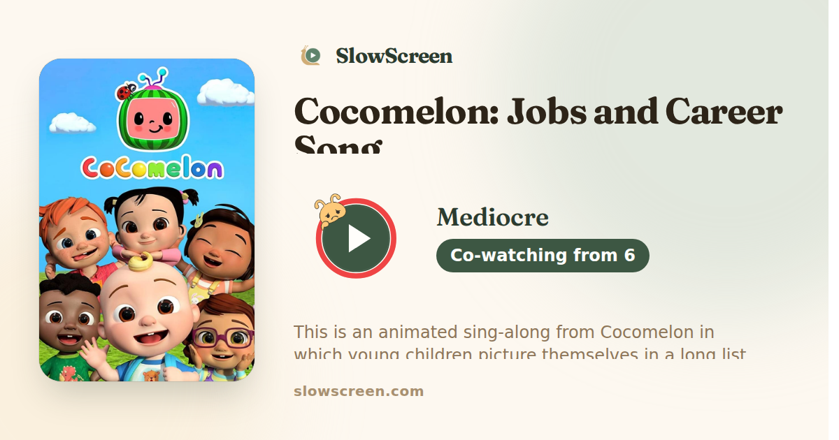 Cocomelon: Jobs and Career Song | Mediocre, co-watching from age 6