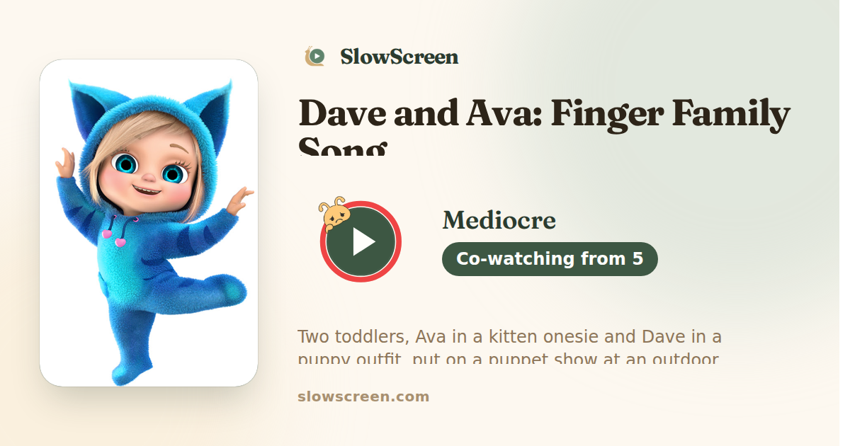 Dave and Ava: Finger Family Song | Mediocre, co-watching from age 5