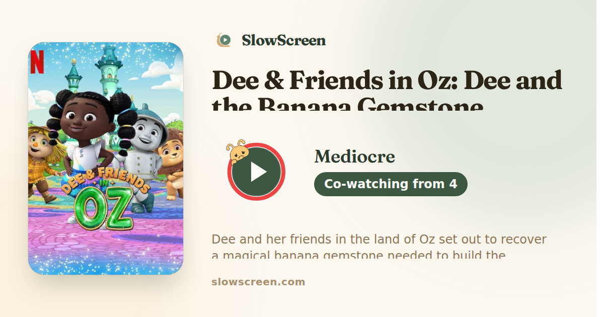 Dee & Friends in Oz: Dee and the Banana Gemstone | Mediocre, co-watching from age 4