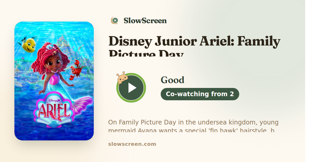 Disney Junior Ariel: Family Picture Day | Good, co-watching from age 2