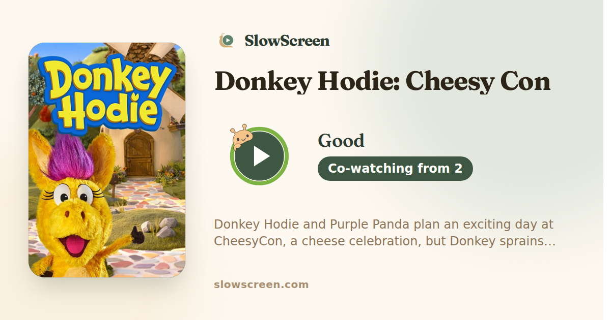 Donkey Hodie: Cheesy Con | Good, co-watching from age 2
