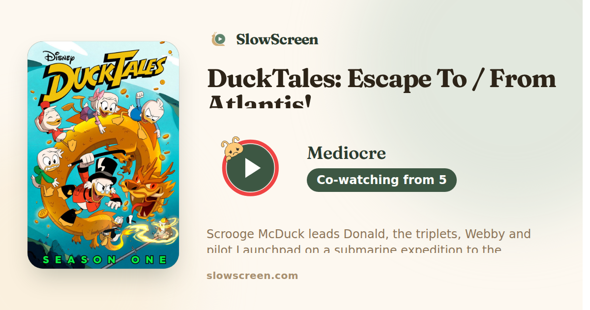 DuckTales: Escape To / From Atlantis! | Mediocre, co-watching from age 5