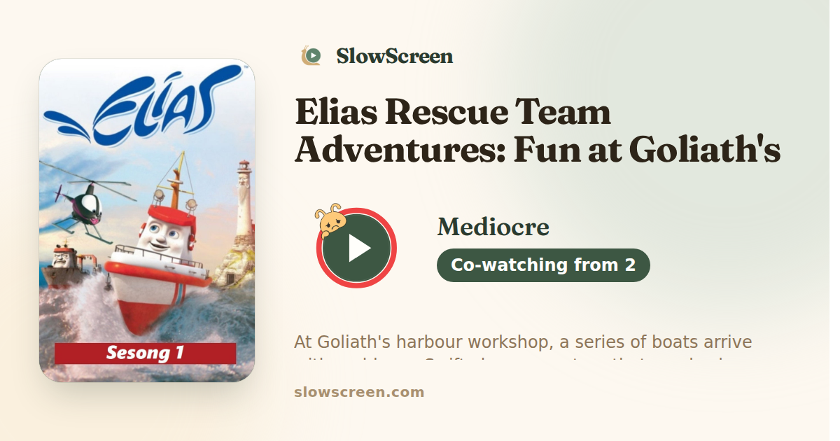 Elias Rescue Team Adventures: Fun at Goliath's Workshop! | Mediocre, co-watching from age 2