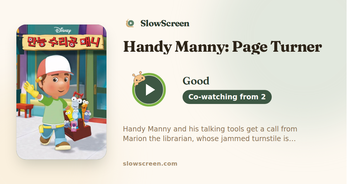 Handy Manny: Page Turner | Good, co-watching from age 2