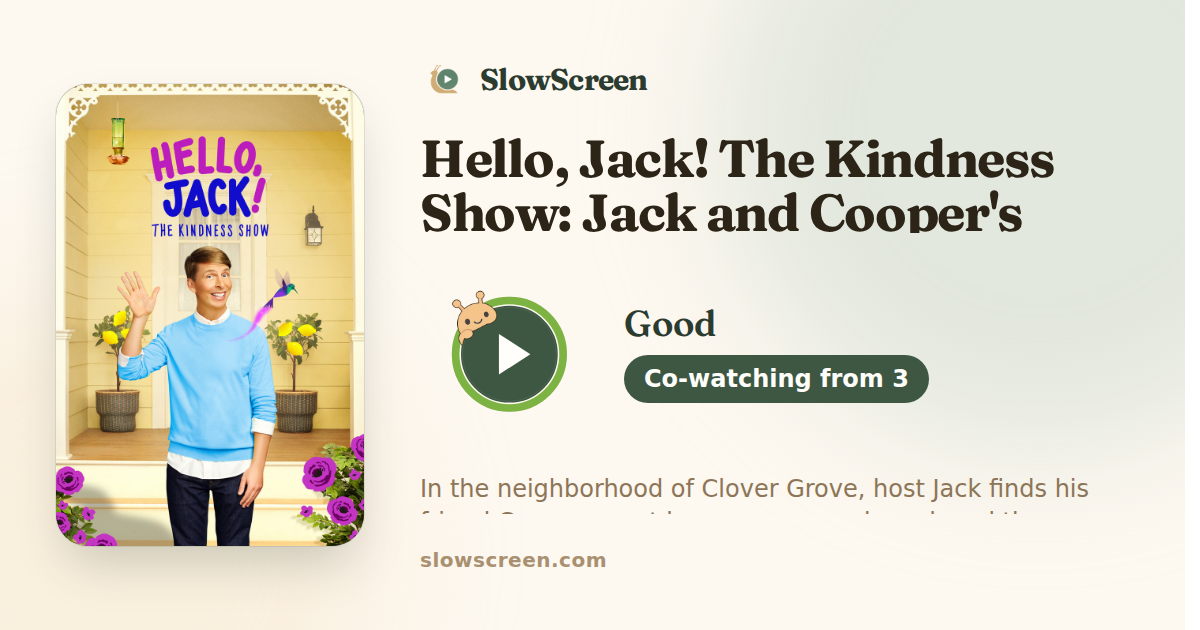 Hello, Jack! The Kindness Show: Jack and Cooper's Chalk Game | Good, co-watching from age 3