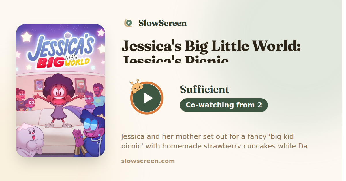 Jessica's Big Little World: Jessica's Picnic | Sufficient, co-watching from age 2