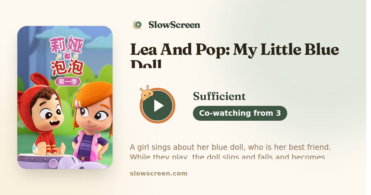 Lea And Pop: My Little Blue Doll | Sufficient, co-watching from age 3