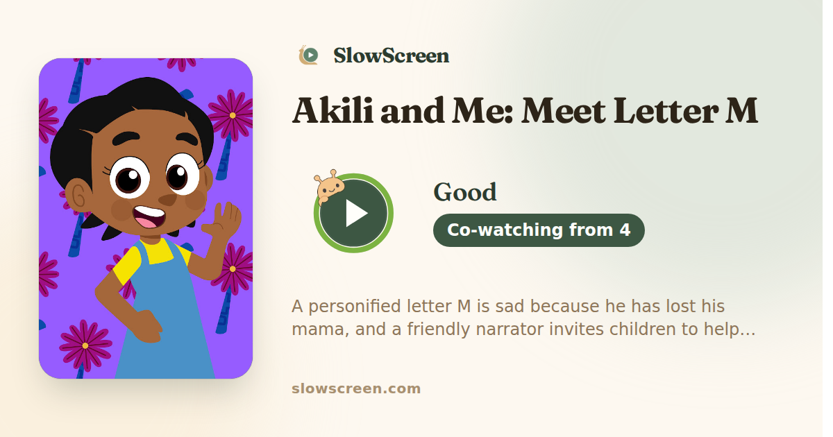 Akili and Me: Meet Letter M | Good, co-watching from age 4