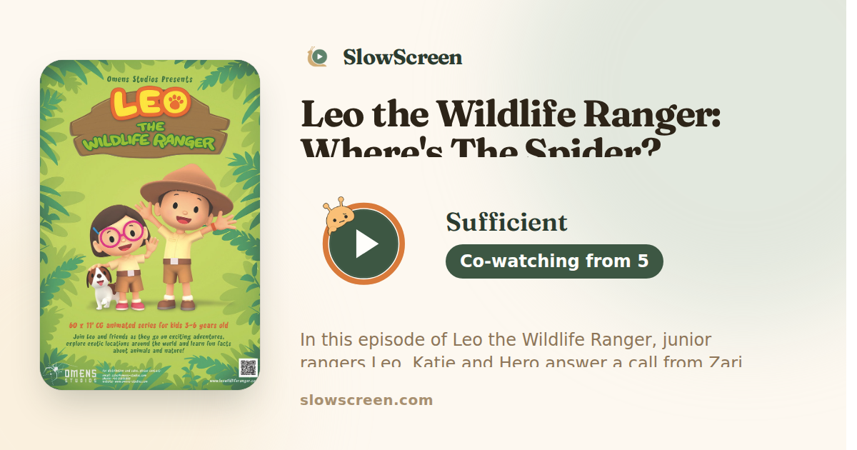 Leo the Wildlife Ranger: Where's The Spider? | Sufficient, co-watching from age 5