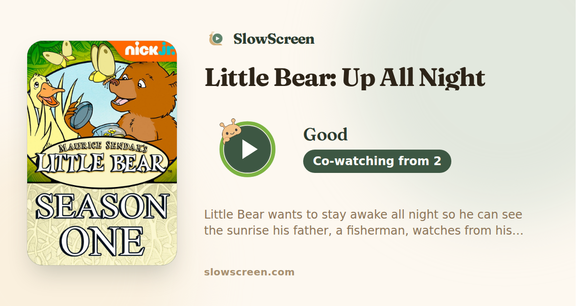 Little Bear: Up All Night | Good, co-watching from age 2