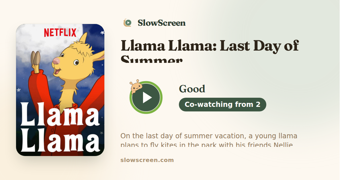 Llama Llama: Last Day of Summer | Good, co-watching from age 2