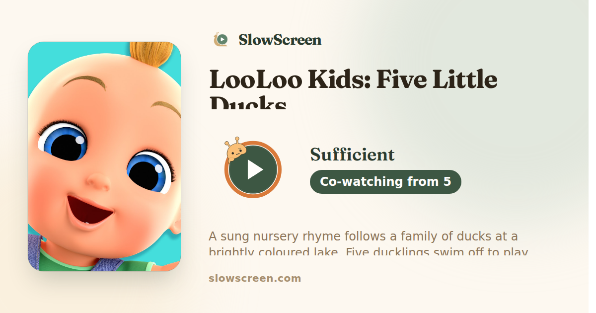 LooLoo Kids: Five Little Ducks | Sufficient, co-watching from age 5