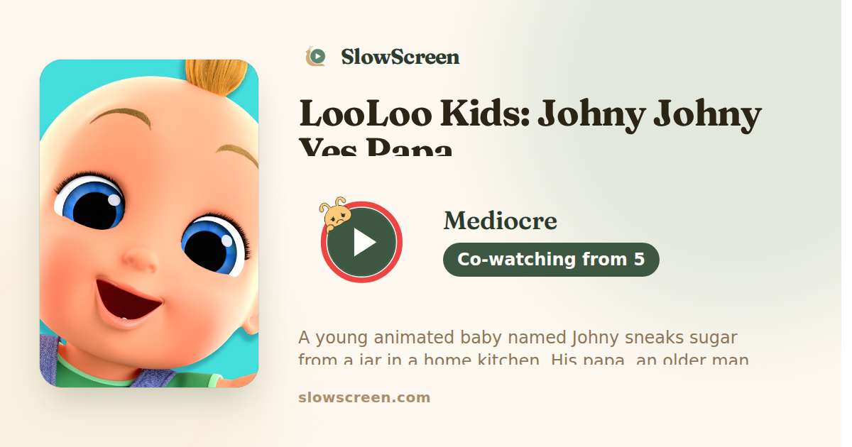 LooLoo Kids: Johny Johny Yes Papa | Mediocre, co-watching from age 5