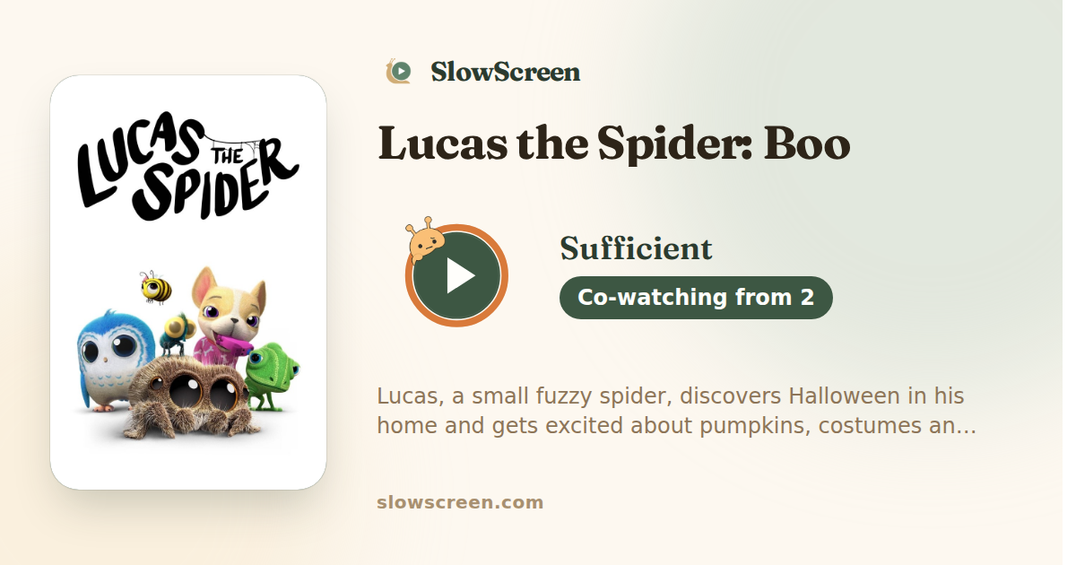 Lucas the Spider: Boo | Sufficient, co-watching from age 2