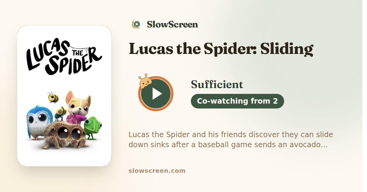 Lucas the Spider: Sliding | Sufficient, co-watching from age 2
