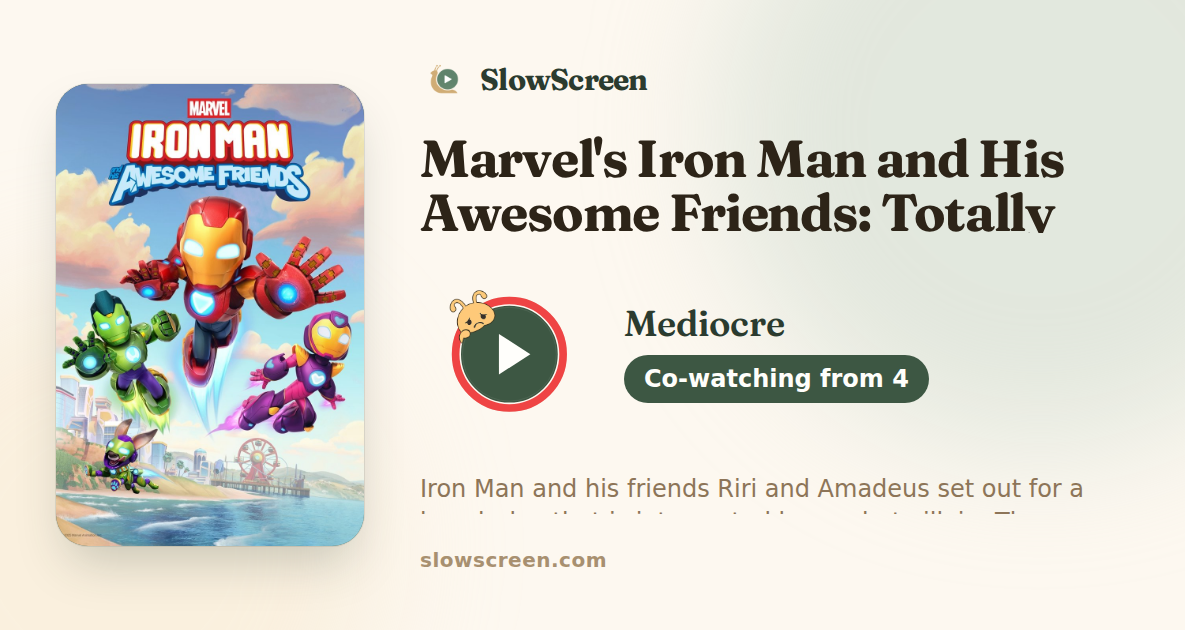 Marvel's Iron Man and His Awesome Friends: Totally Awesome Beach Day | Mediocre, co-watching from age 4