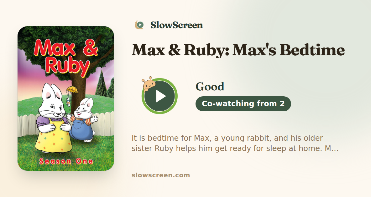 Max & Ruby: Max's Bedtime | Good, co-watching from age 2