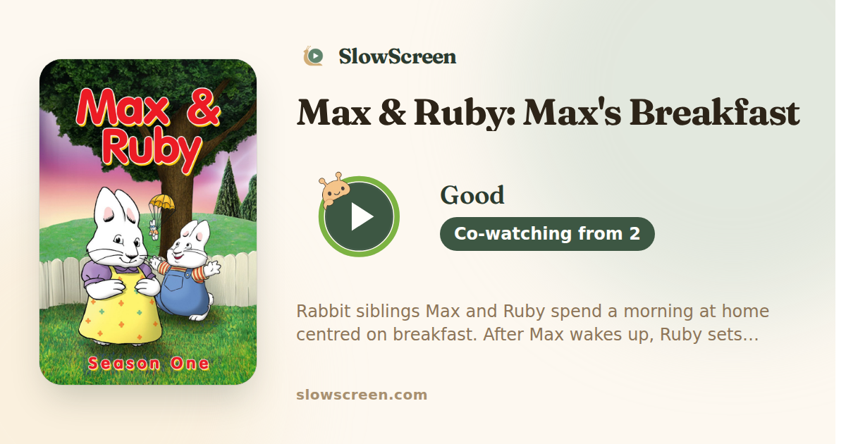 Max & Ruby: Max's Breakfast | Good, co-watching from age 2