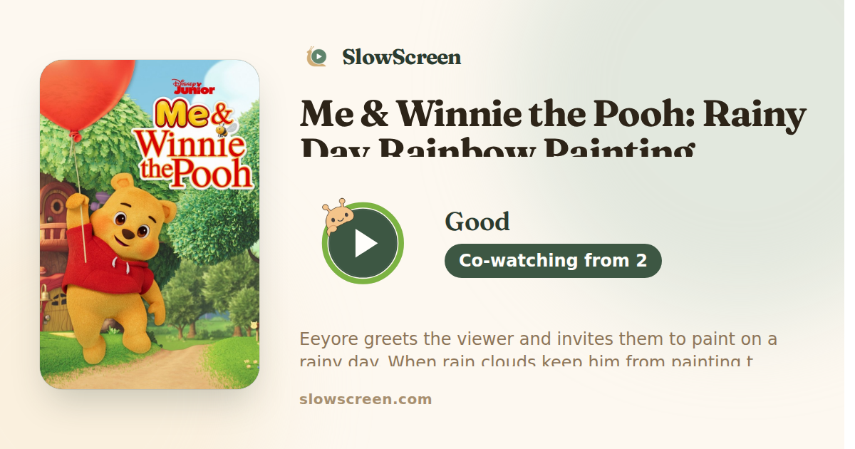 Me & Winnie the Pooh: Rainy Day Rainbow Painting | Good, co-watching from age 2