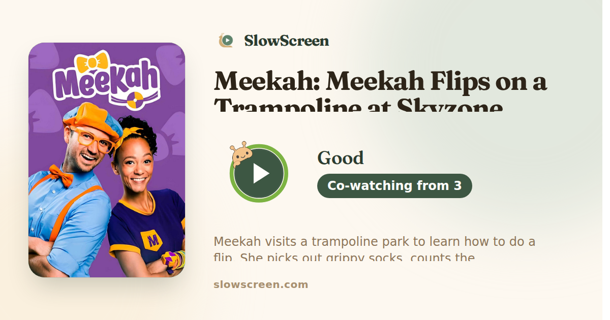 Meekah: Meekah Flips on a Trampoline at Skyzone | Good, co-watching from age 3