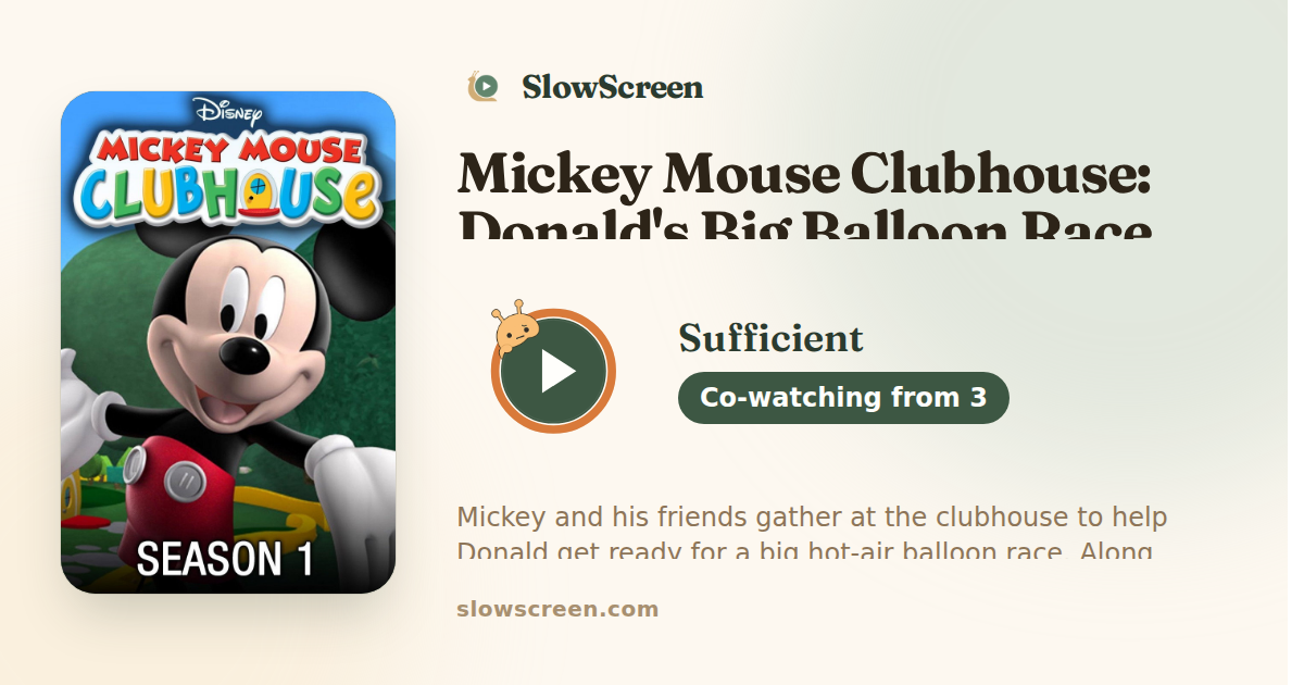 Mickey Mouse Clubhouse: Donald's Big Balloon Race | Sufficient, co-watching from age 3