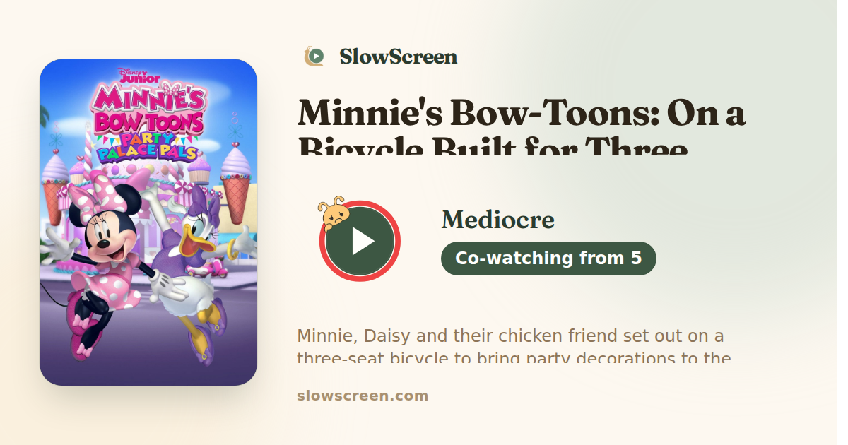 Minnie's Bow-Toons: On a Bicycle Built for Three | Mediocre, co-watching from age 5