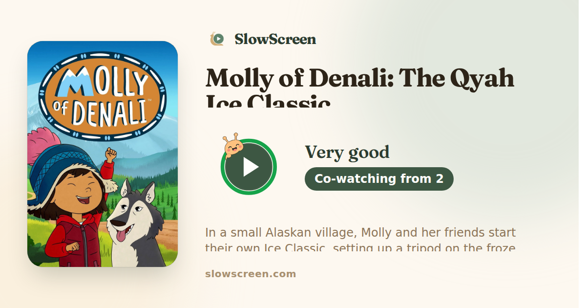 Molly of Denali: The Qyah Ice Classic | Very good, co-watching from age 2