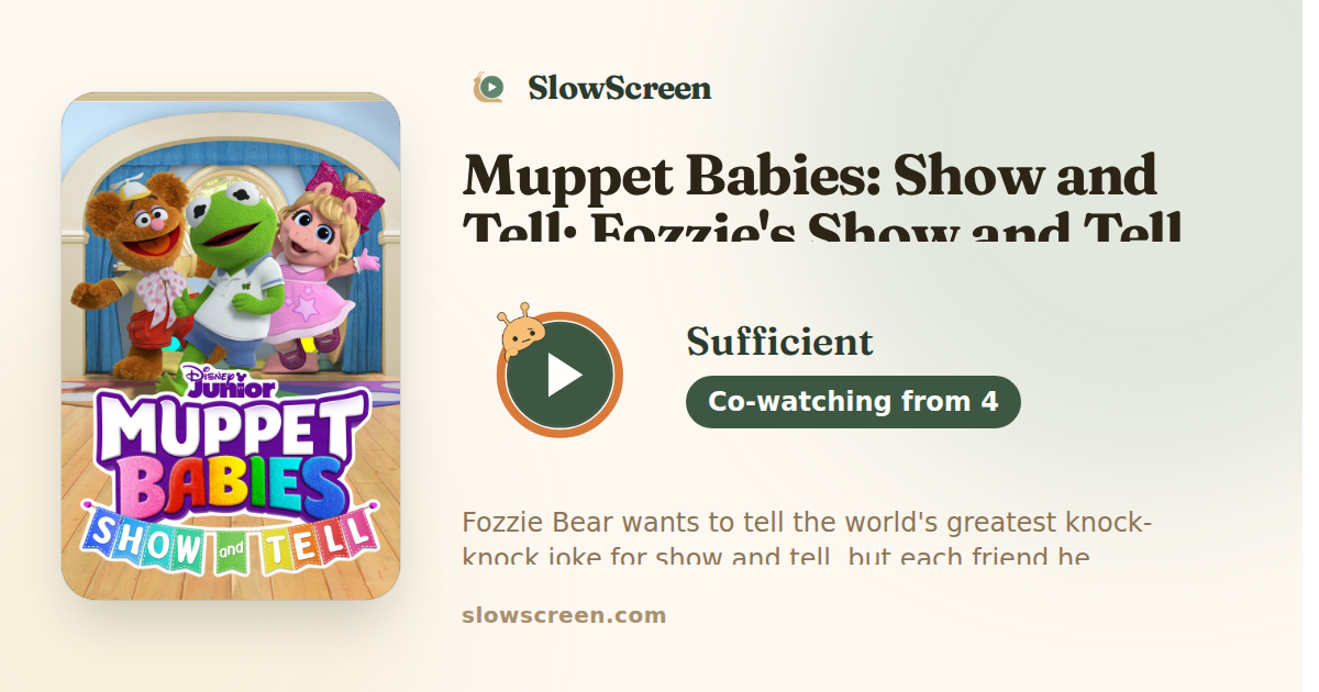 Muppet Babies: Show and Tell: Fozzie's Show and Tell | Sufficient, co-watching from age 4