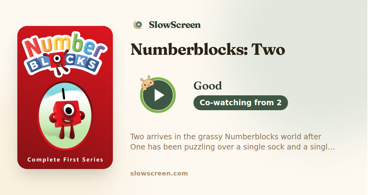 Numberblocks: Two | Good, co-watching from age 2