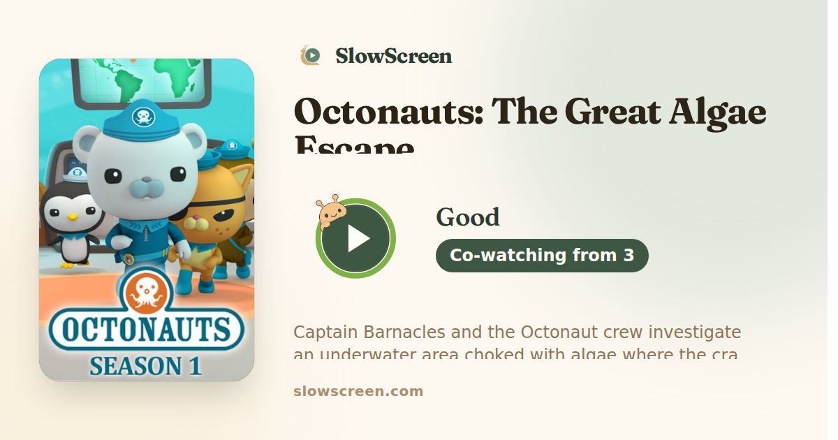 Octonauts: The Great Algae Escape | Good, co-watching from age 3