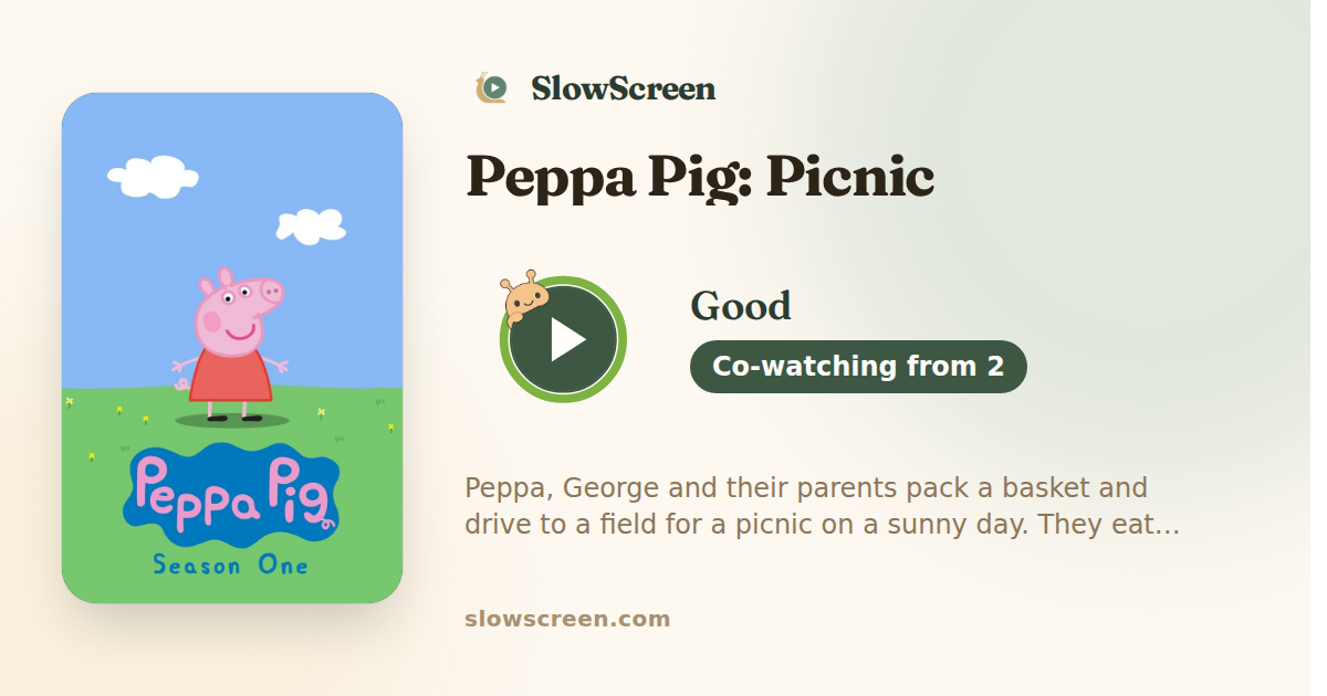 Peppa Pig: Picnic | Good, co-watching from age 2