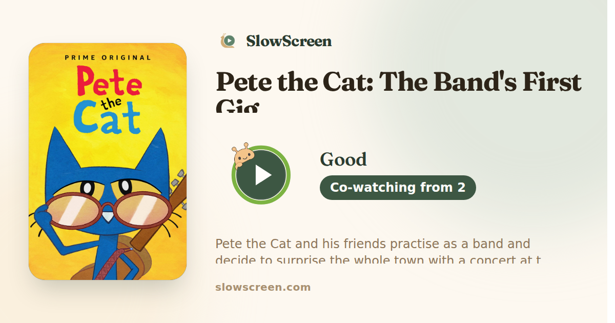 Pete the Cat: The Band's First Gig | Good, co-watching from age 2